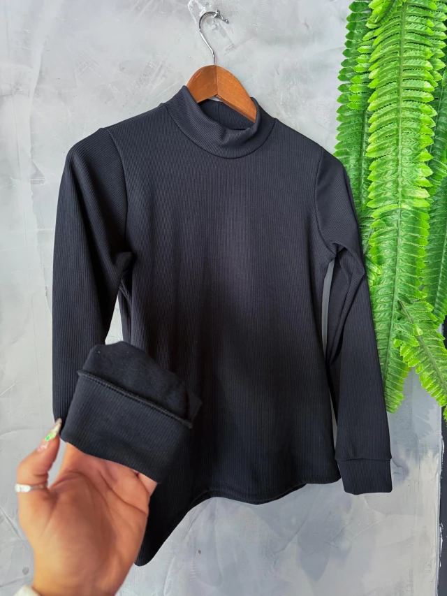 Blusa Feminina Canelada Manga Longa Forrada Inverno de frio (3)