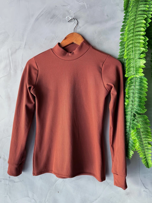 Blusa Feminina Canelada Manga Longa Forrada Inverno de frio (3)