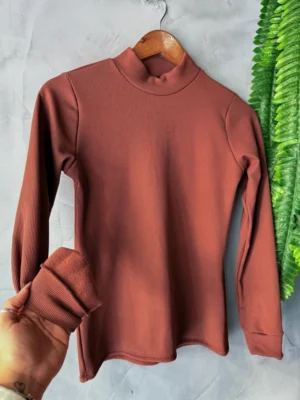 Blusa Feminina Canelada Manga Longa Forrada Inverno de frio (3)