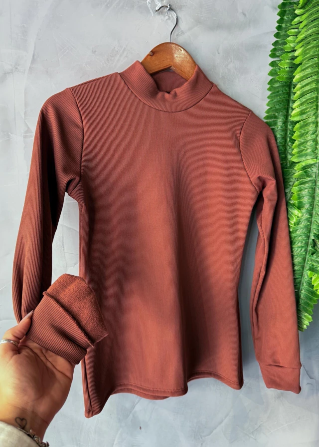 Blusa Feminina Canelada Manga Longa Forrada Inverno de frio (3)