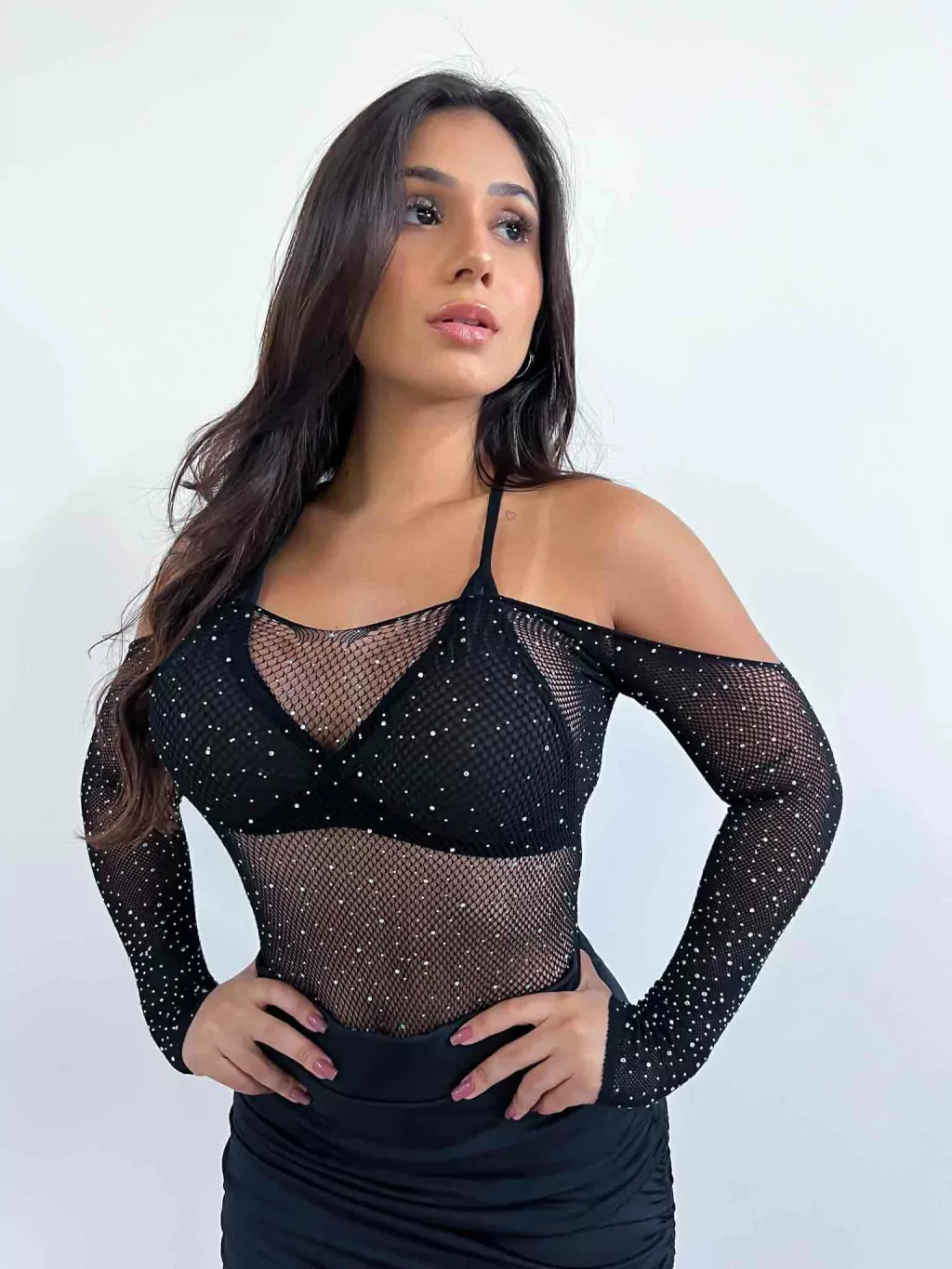 Body Arrastão Strass Preto Festival