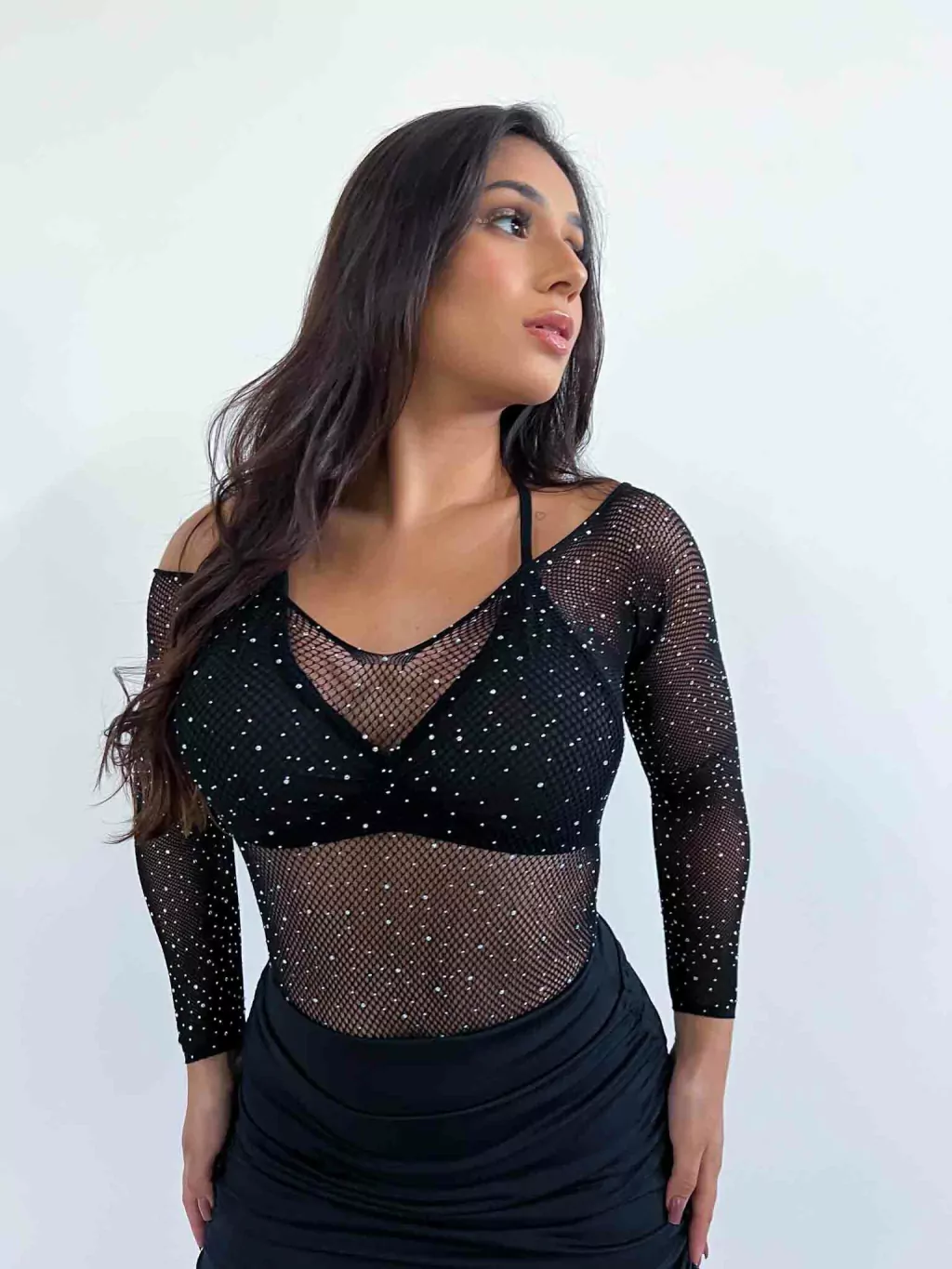 Body Arrastão Strass Preto Festival