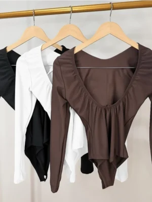 Body Manga Longa Decote Costas