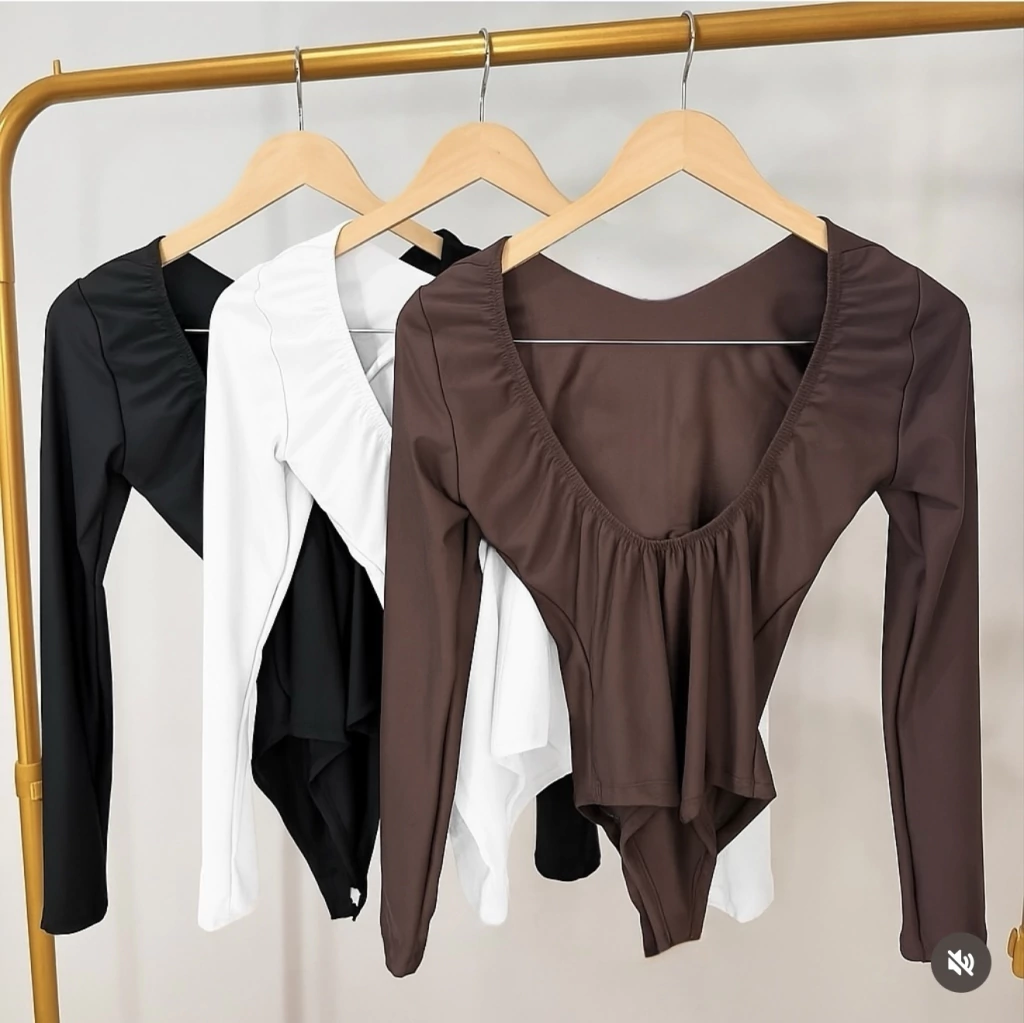 Body Manga Longa Decote Costas