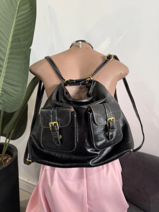 Bolsa Verniz 2 em 1 Feminina Retro Vintage (3) Vira Mochila