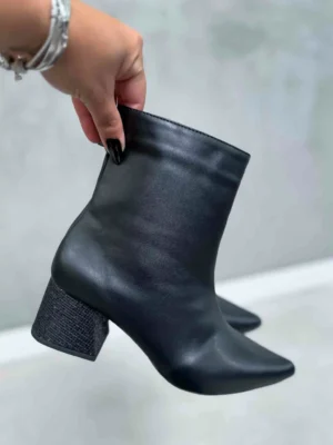 Bota Preta Brilho Lurex Salto