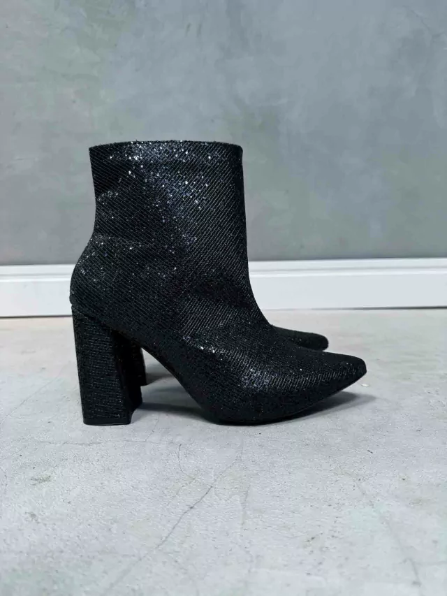 Bota Salto Brilho Lurex Preto