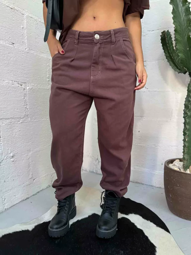 Calça Jeans Baggy Marrom