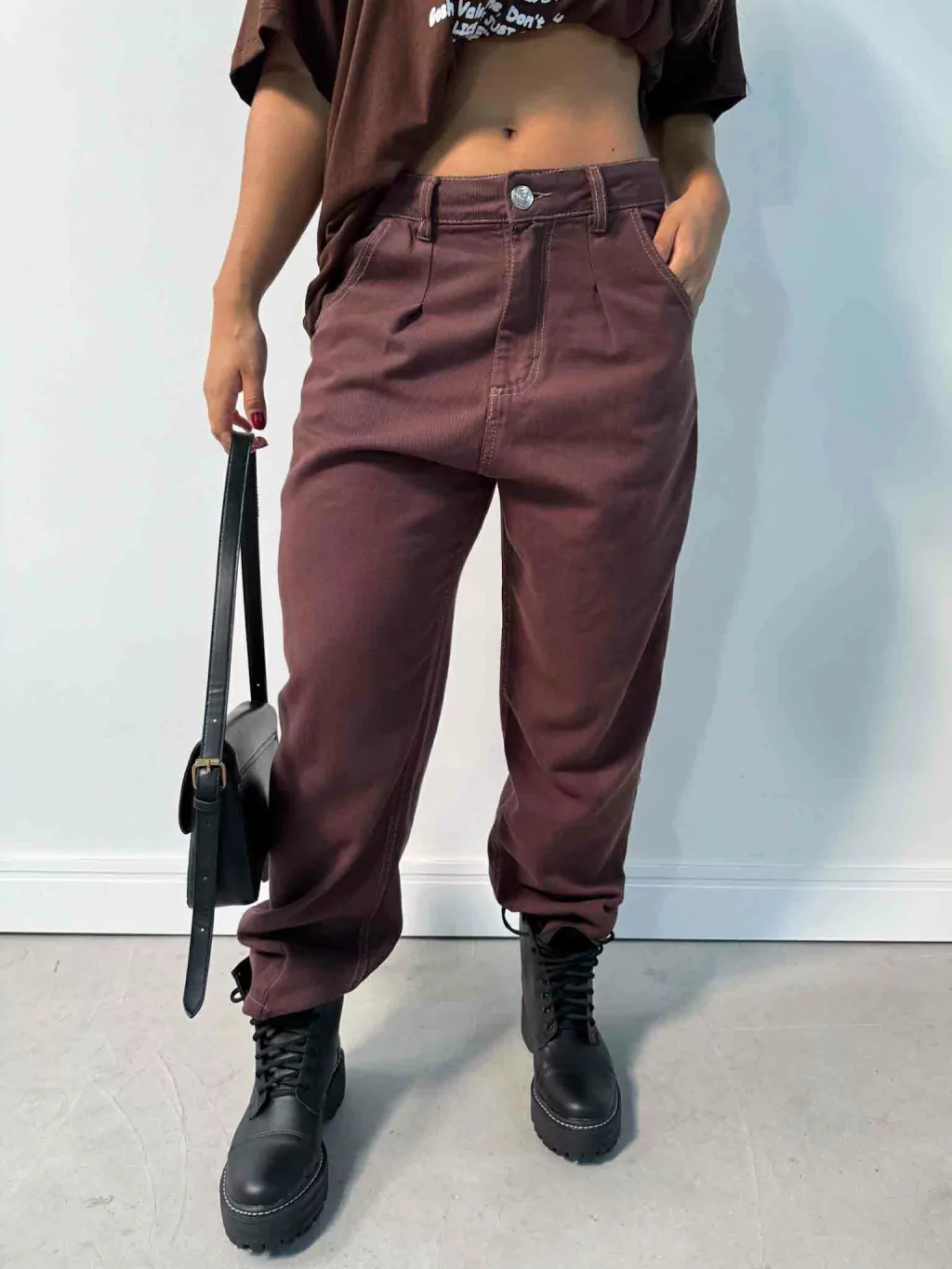 Calça Jeans Baggy Marrom