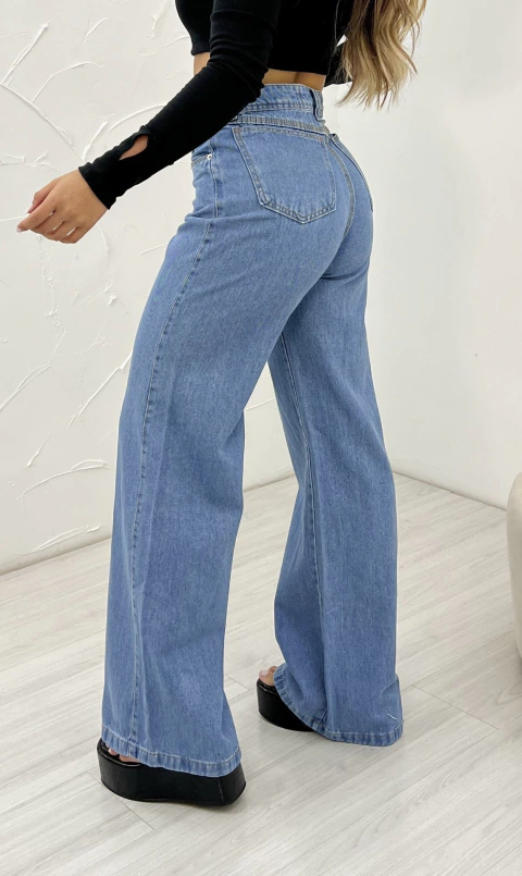 Calça Jeans Feminina Wide Leg Básica Tradicional
