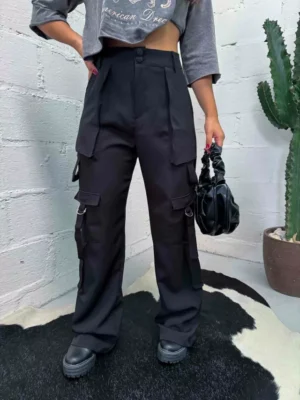 Calça Wide Leg Alfaiataria Cargo