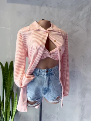 Conjunto Camisa e Top Listrado