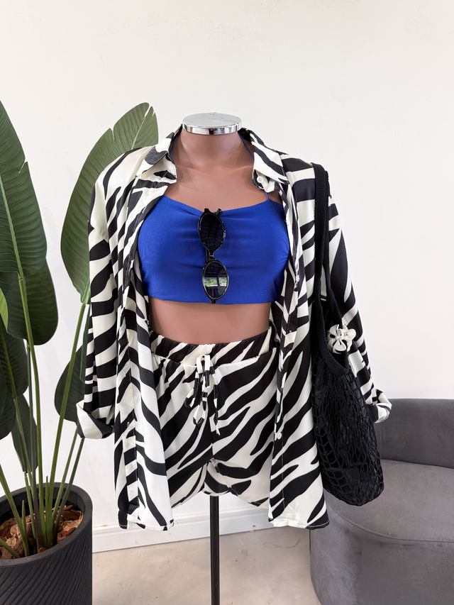 Conjunto de Cetim Zebrado