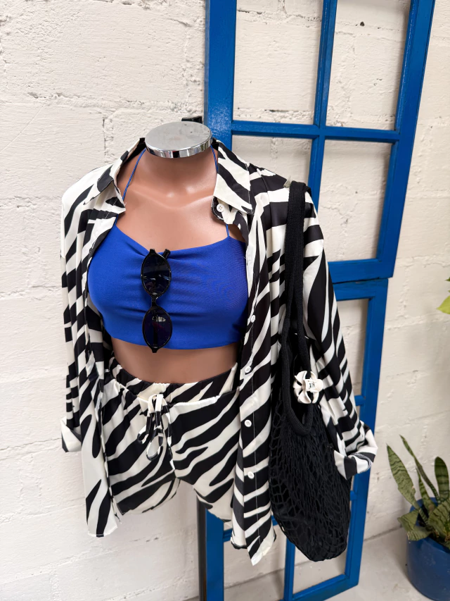 Conjunto de Cetim Zebrado