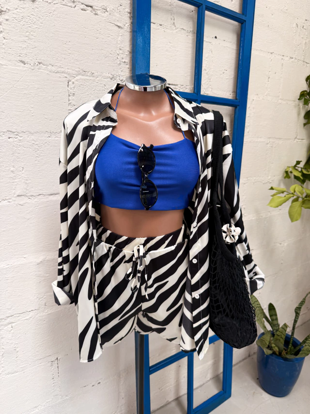 Conjunto de Cetim Zebrado