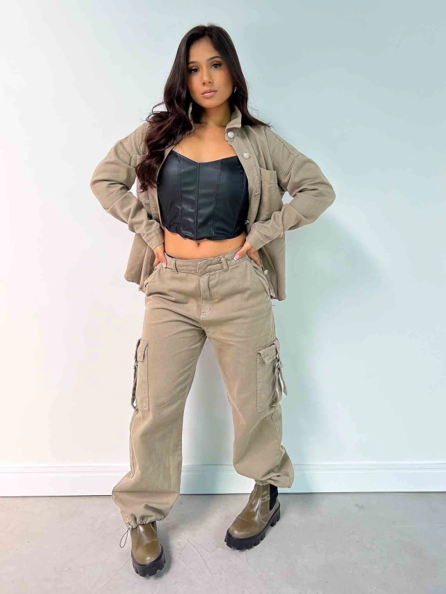 Cropped Corset Morcego Couro