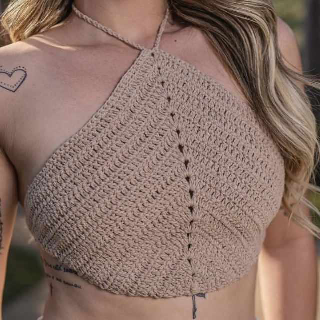 Cropped Crochê Frente Única
