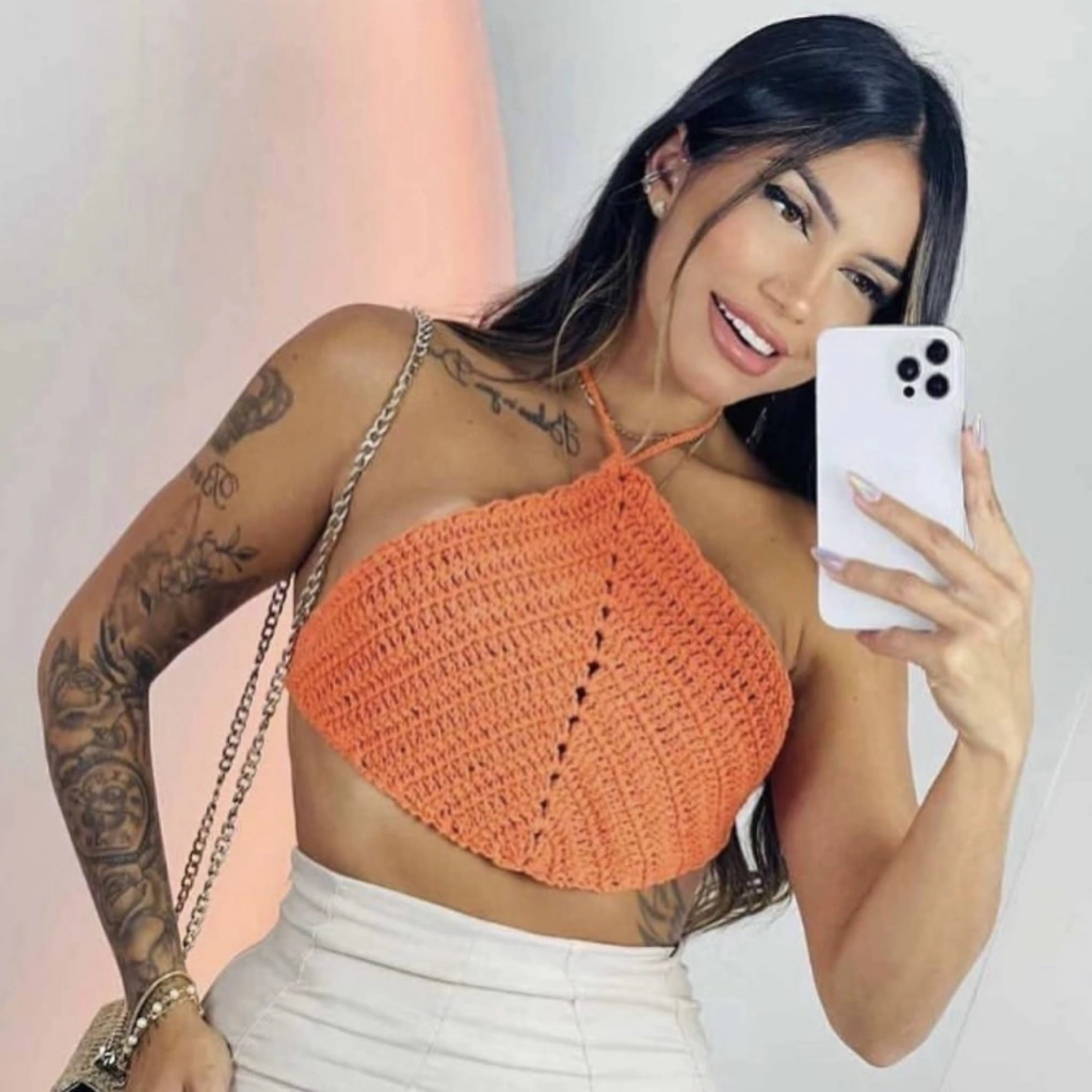 Cropped Crochê Frente Única