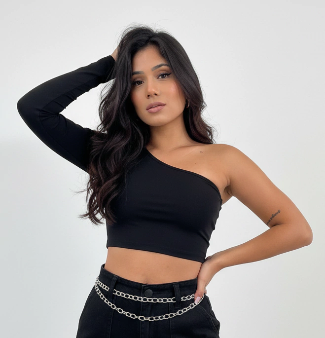 Cropped Uma Manga Básico