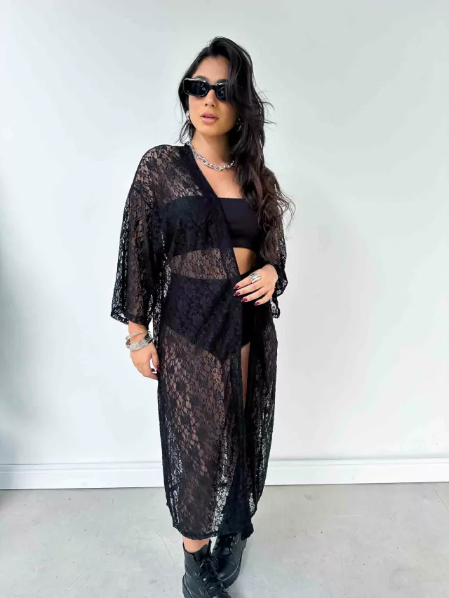 Kimono de Renda Longo