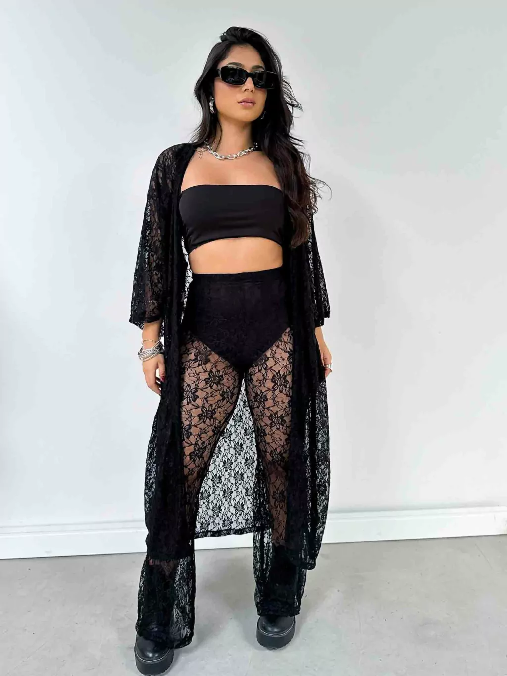 Kimono de Renda Longo