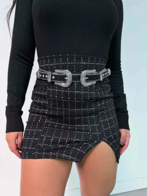 Saia Xadrez Estruturada Preta