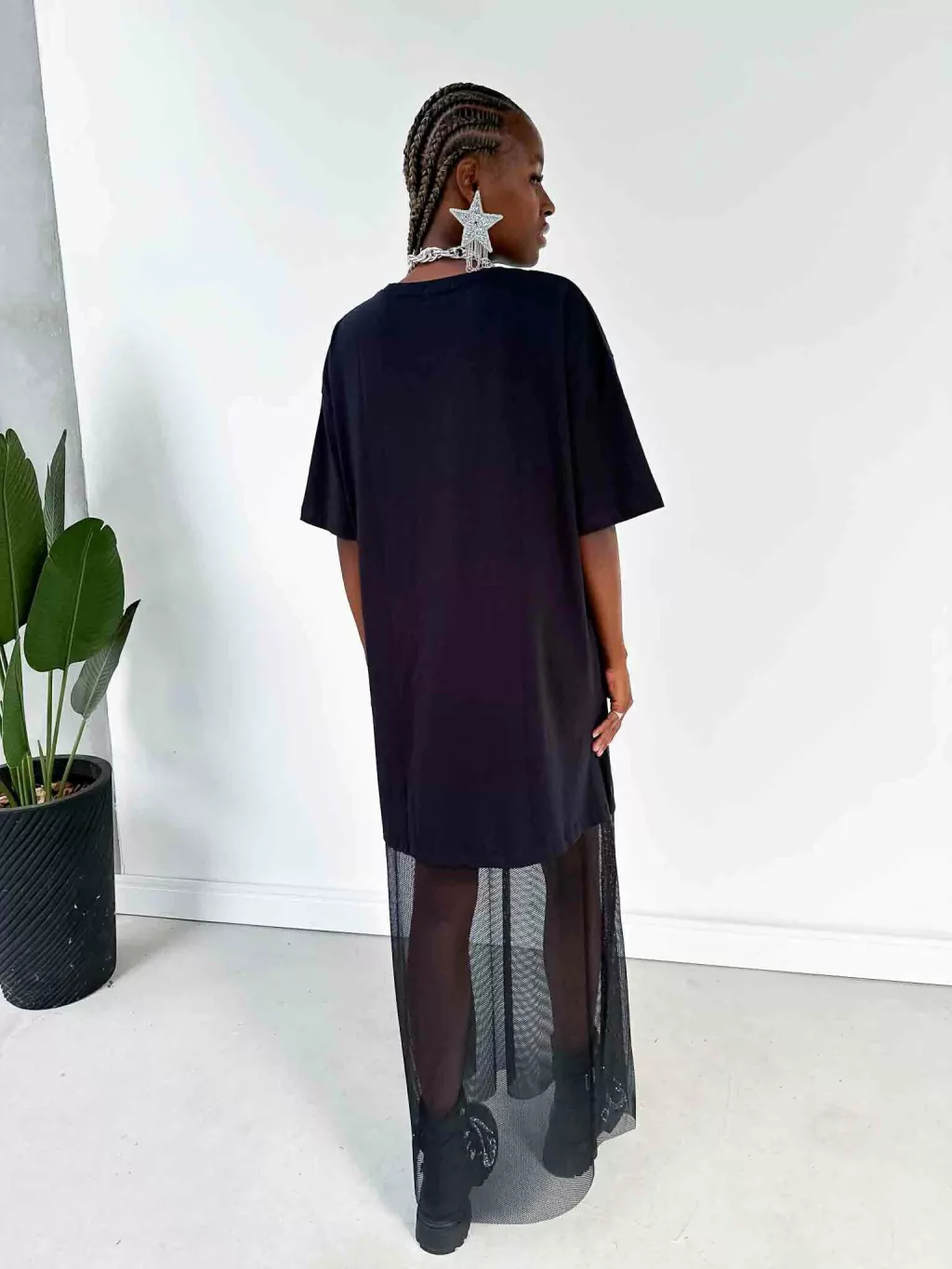 Vestido Blusão com Barra Transparente