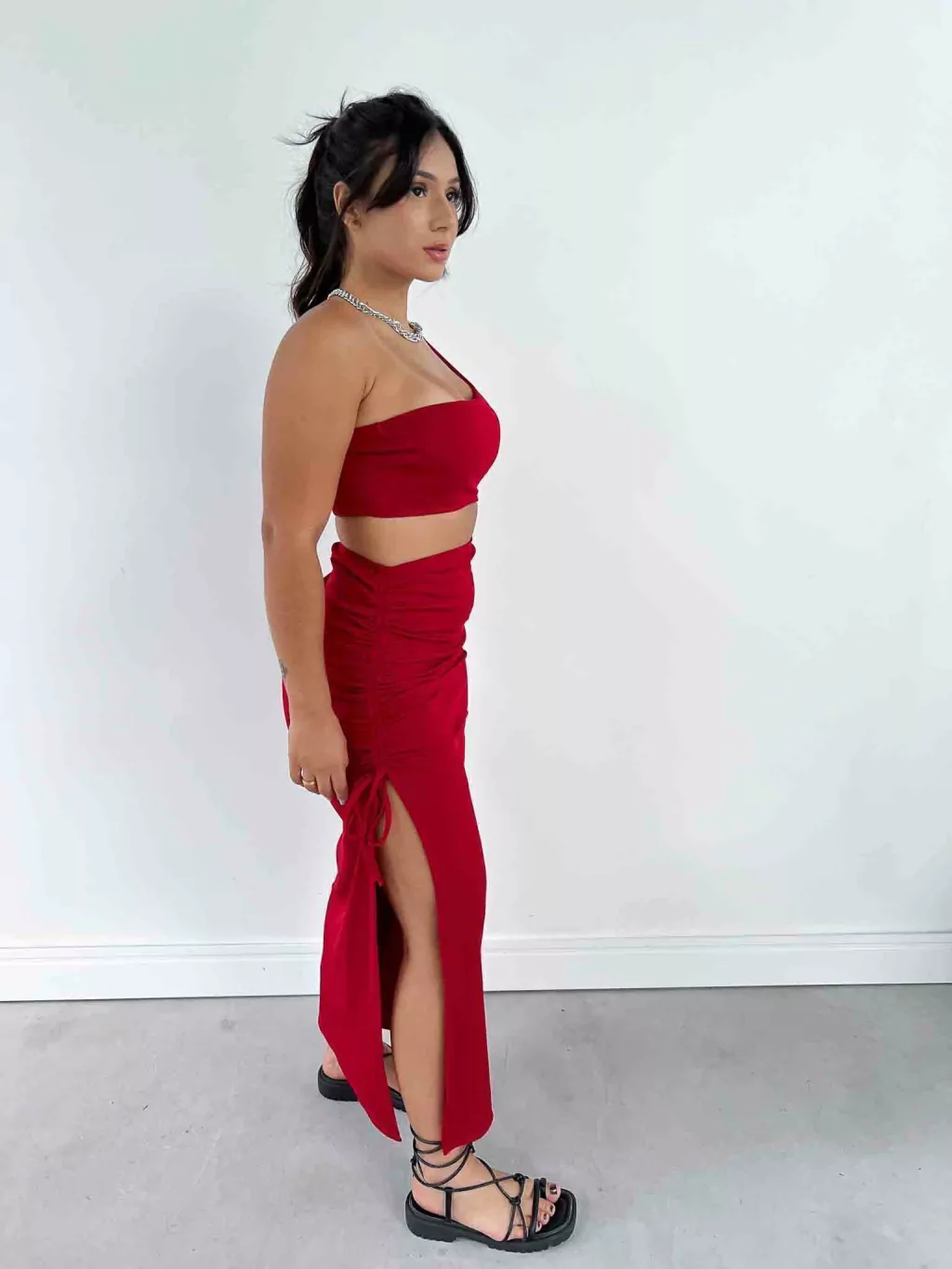 Vestido Midi Canelado com Ajuste