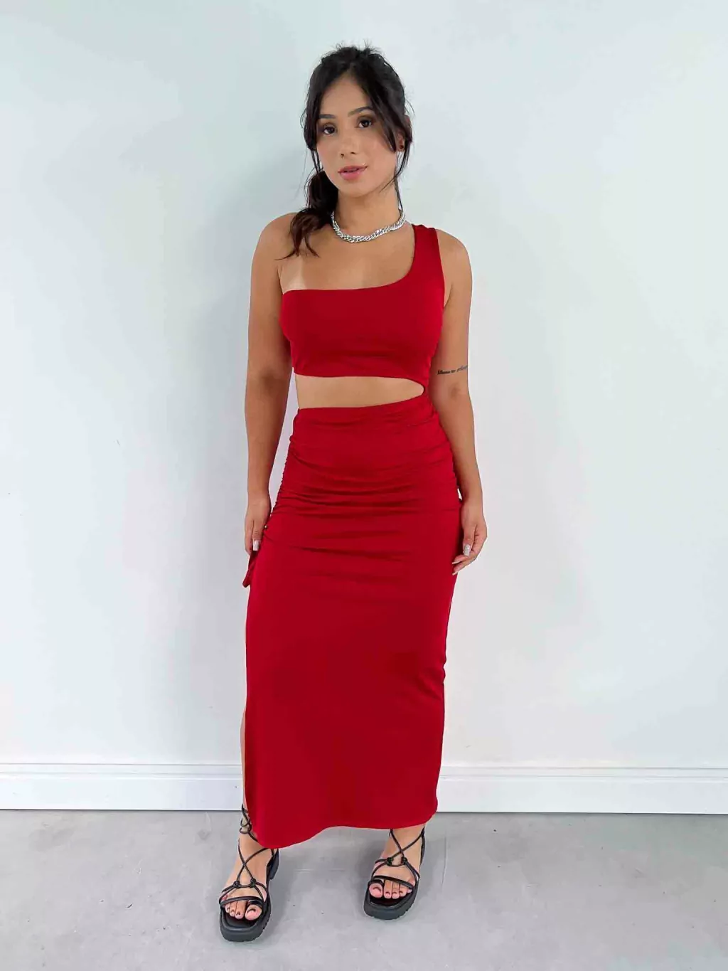 Vestido Midi Canelado com Ajuste