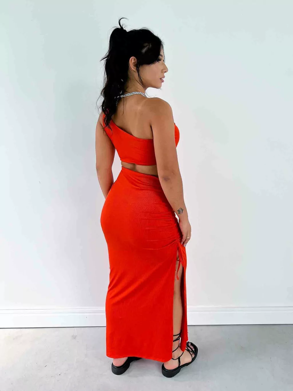 Vestido Midi Canelado com Ajuste