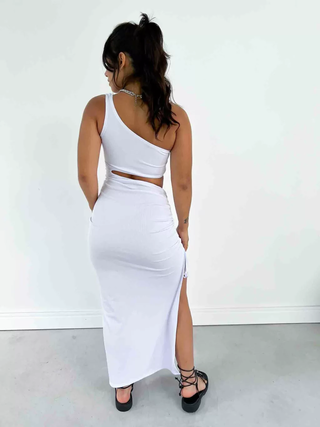 Vestido Midi Canelado com Ajuste