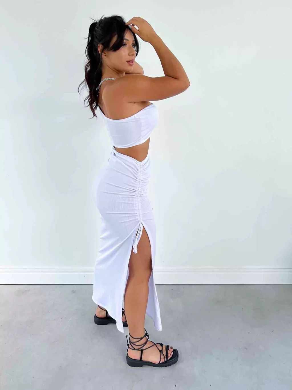 Vestido Midi Canelado com Ajuste