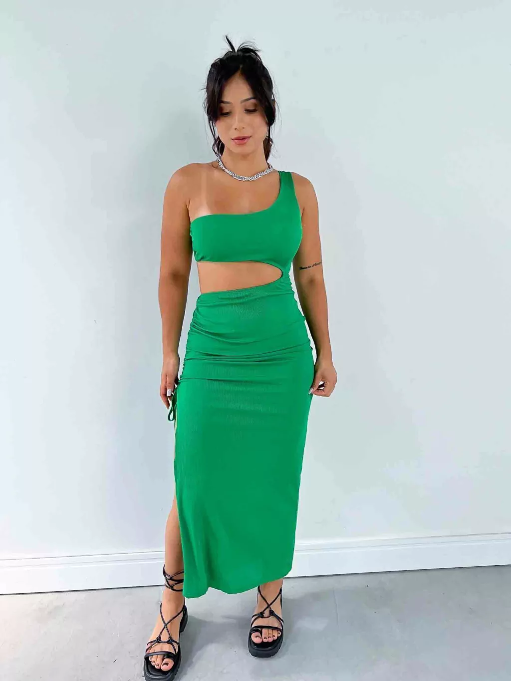 Vestido Midi Canelado com Ajuste