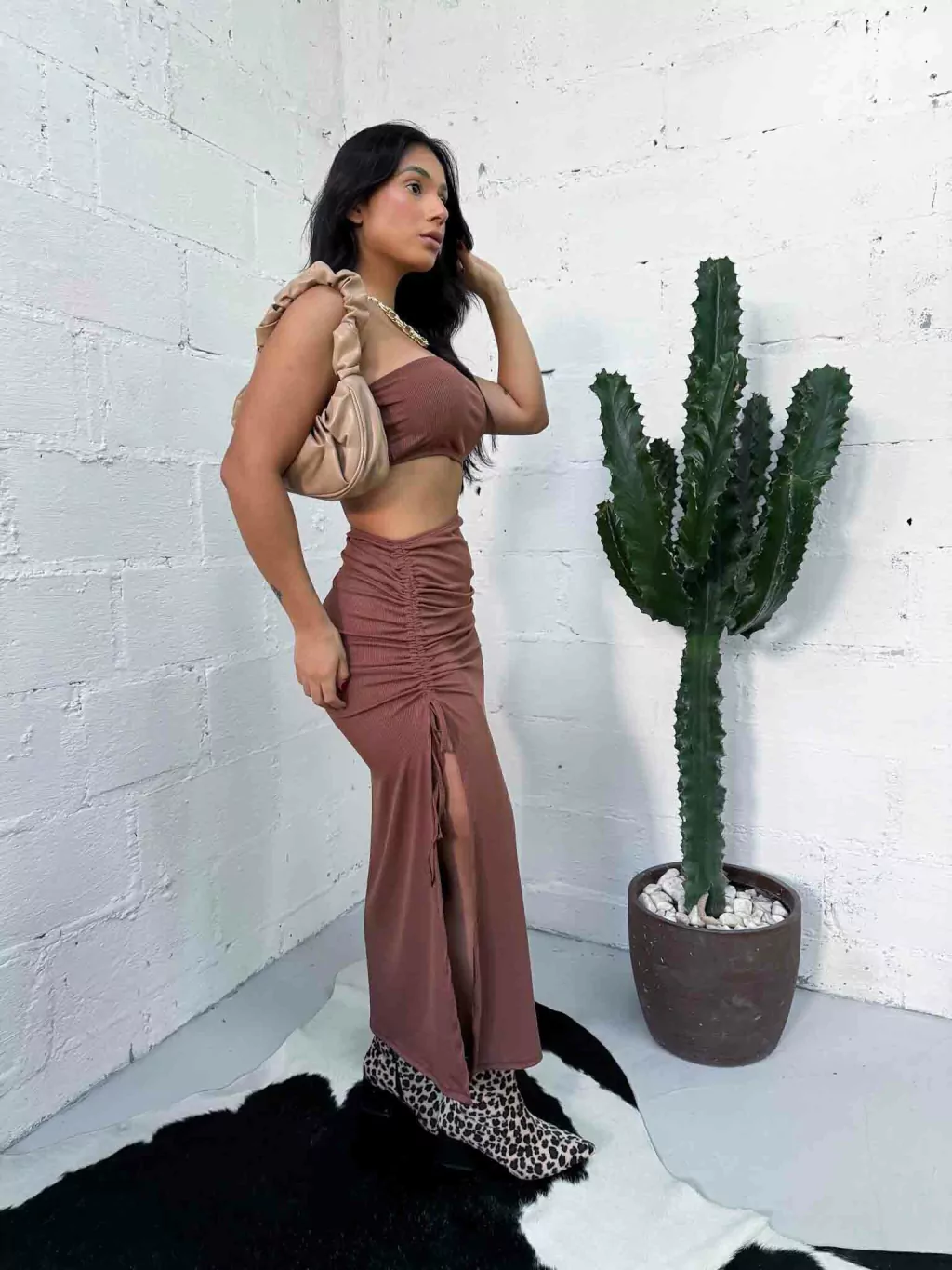 Vestido Midi Canelado com Ajuste