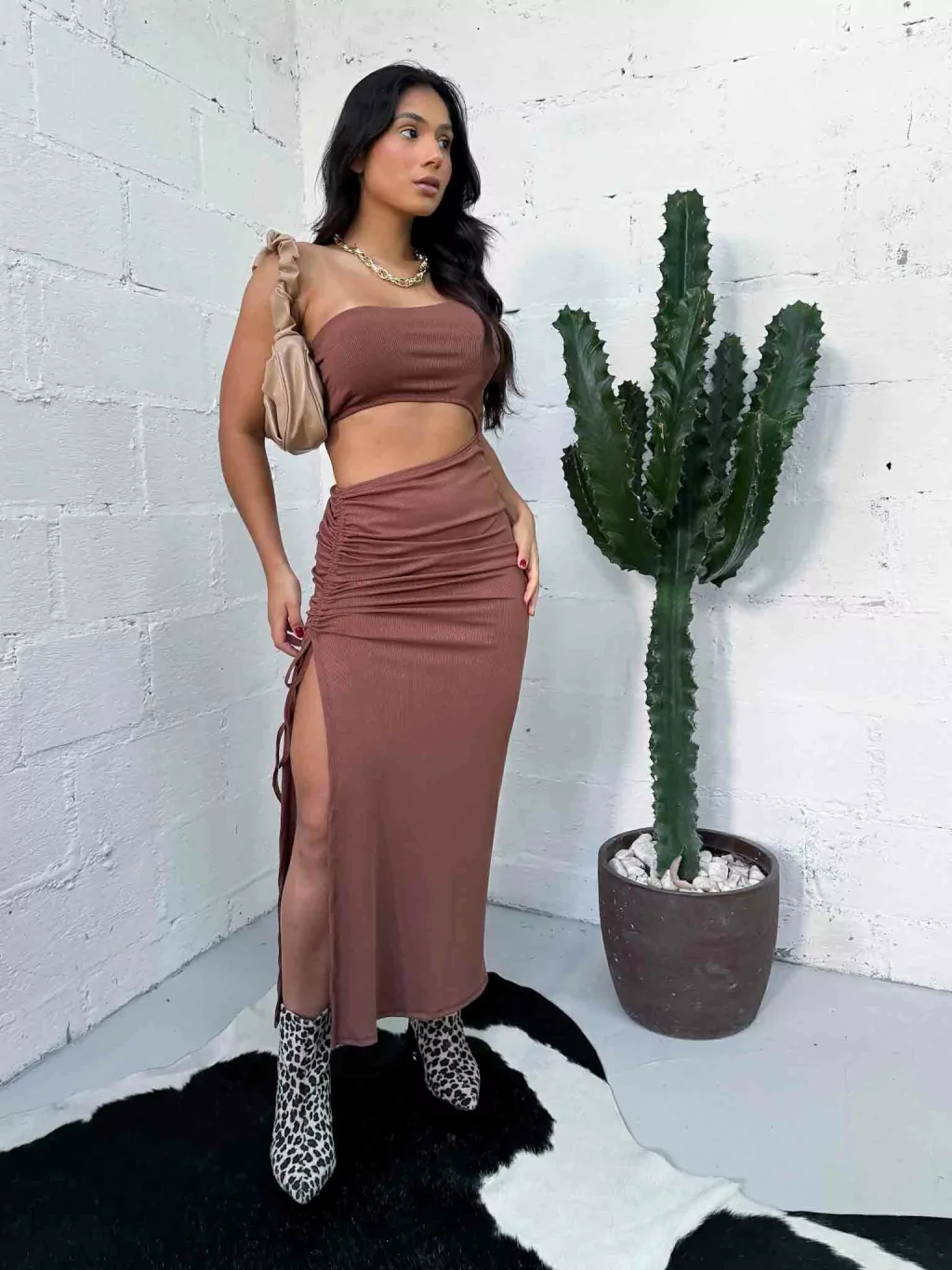 Vestido Midi Canelado com Ajuste