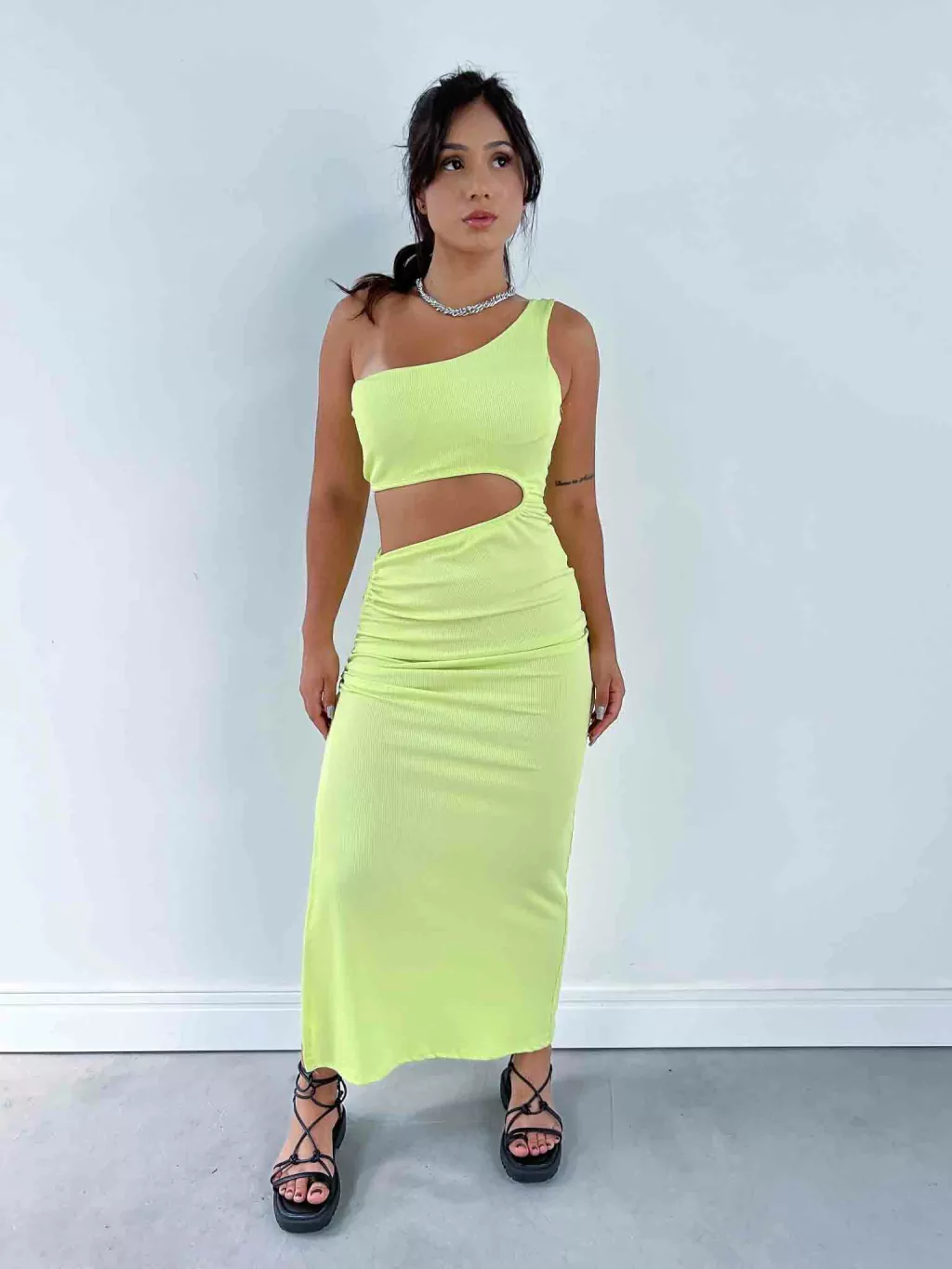 Vestido Midi Canelado com Ajuste