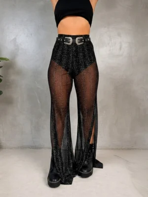 calça transparente brilho balada festival pantalona preta (1)