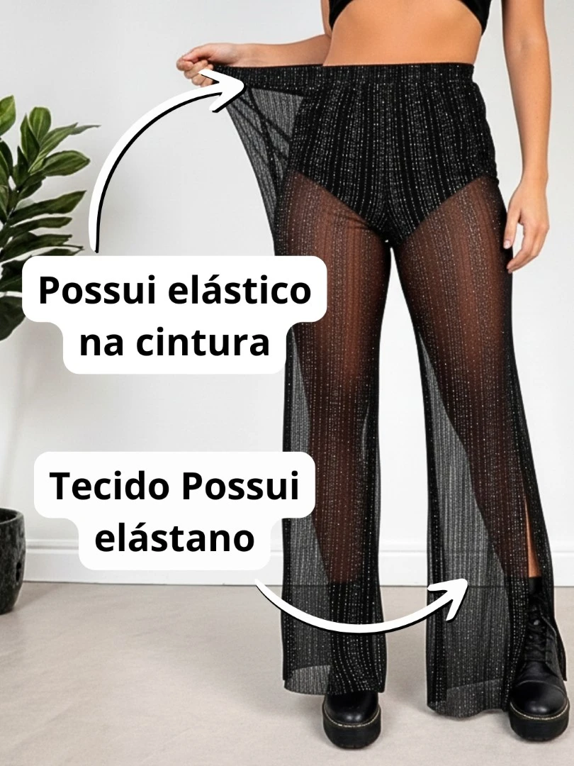 calça transparente brilho balada festival pantalona preta (1)