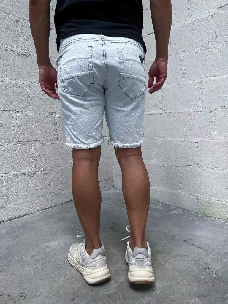 Bermuda Jeans Branca Destroyed Dgn