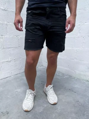 Bermuda Jeans Center Preta Curta Mtc 22373