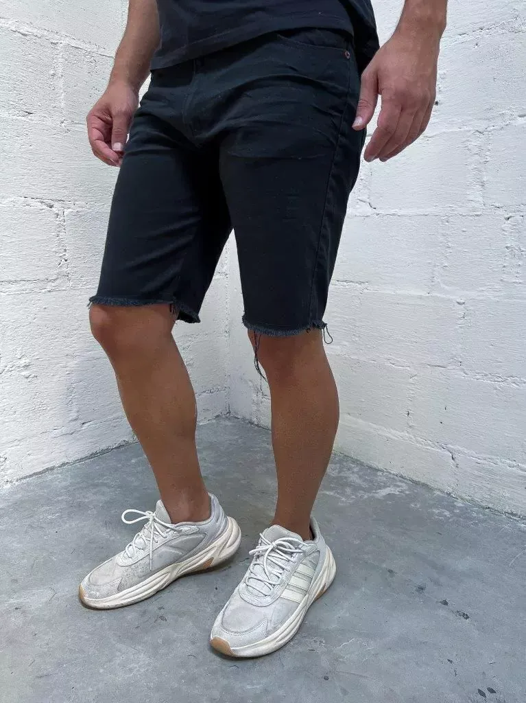 Bermuda Jeans Preta Lisa 3D Crd