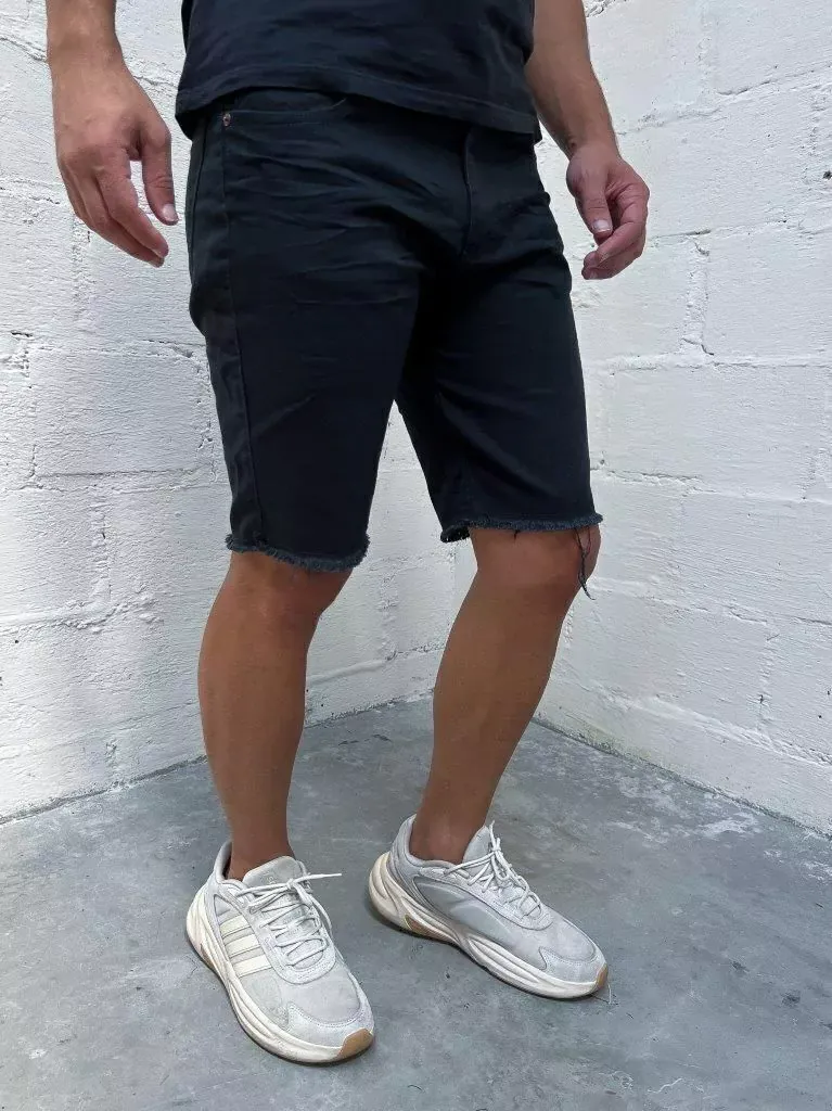 Bermuda Jeans Preta Lisa 3D Crd