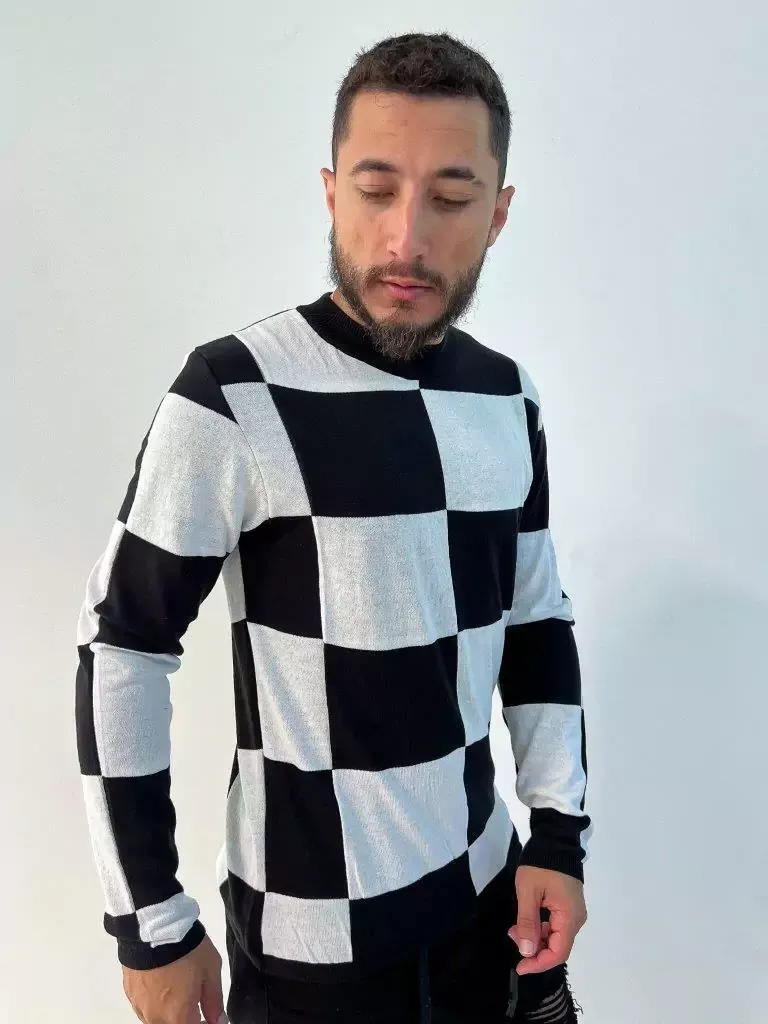 Blusa Tricot Quadriculado Fors
