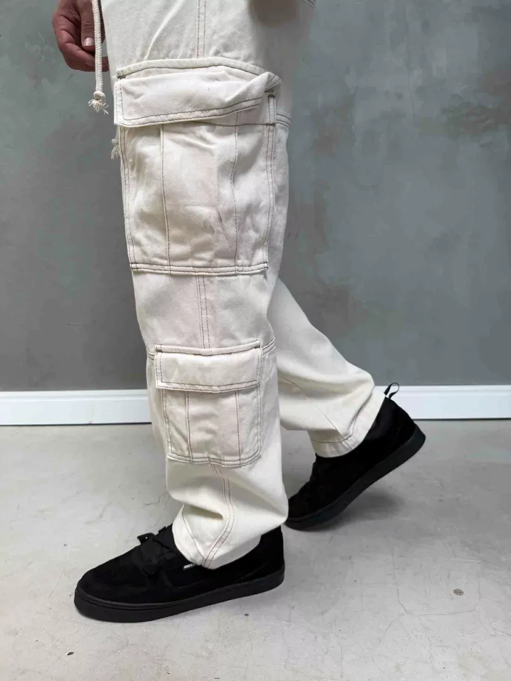 Calça Jeans Bege Cargo Street - Imagem 4