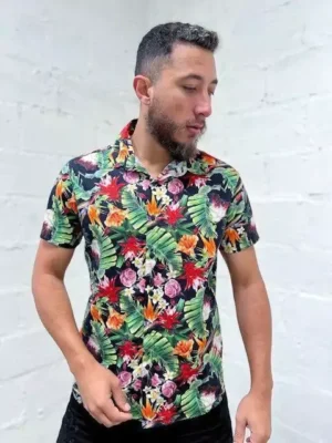 Camisa Reistilo Botão Floral Color Manga Curta