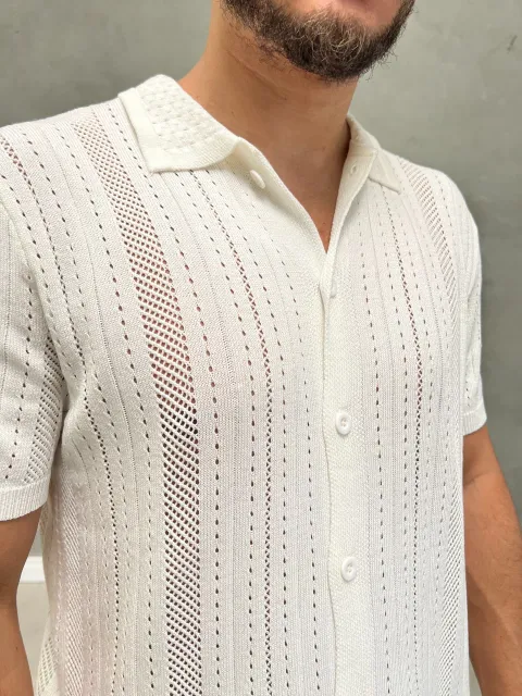 Camisa de Botão Trico com Elastano Masculina
