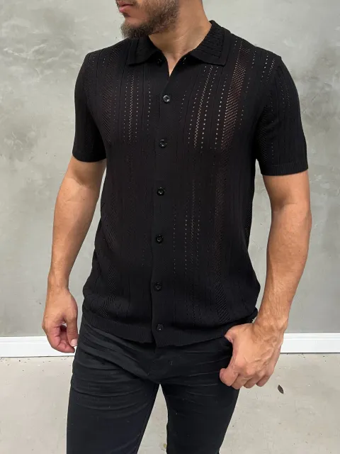 Camisa de Botão Trico com Elastano Masculina