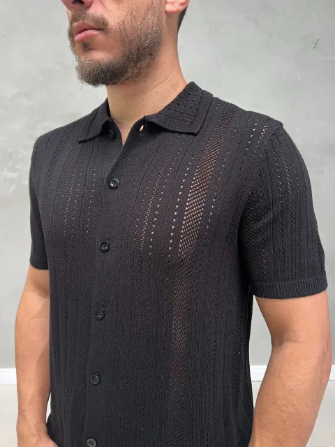 Camisa de Botão Trico com Elastano Masculina