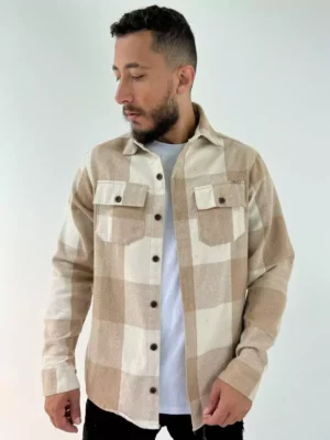Camisão Xadrez Bege Masculino