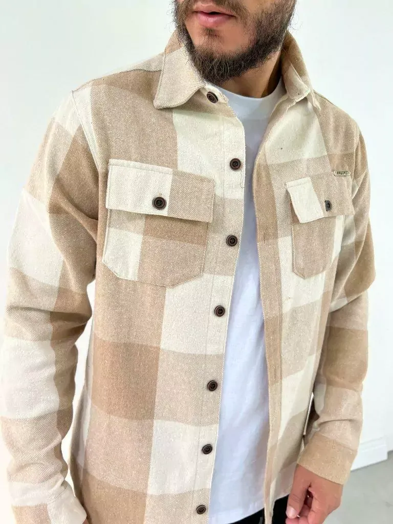 Camisão Xadrez Bege Masculino